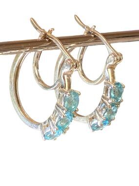 Sterling Silver 925 Blue Topaz Earrings